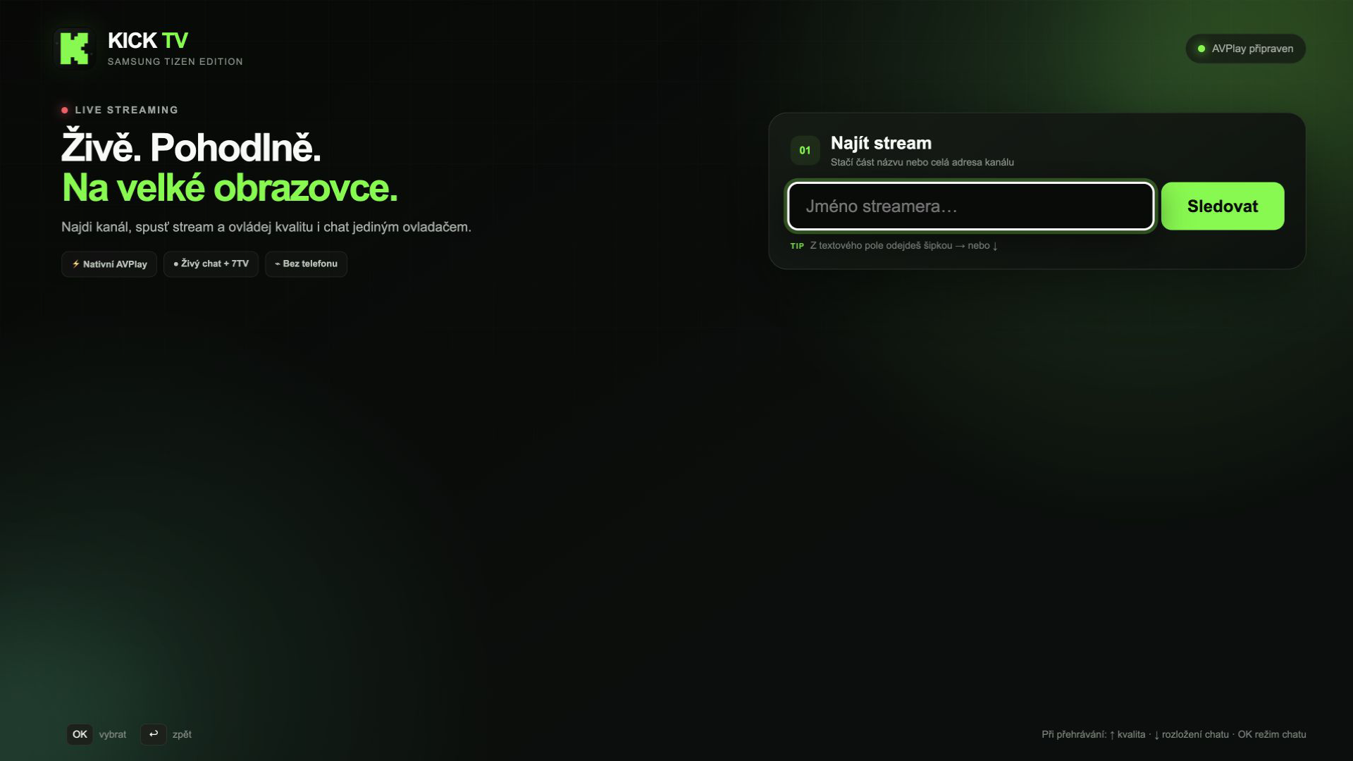 Vyhledávání streamerů v Kick TV