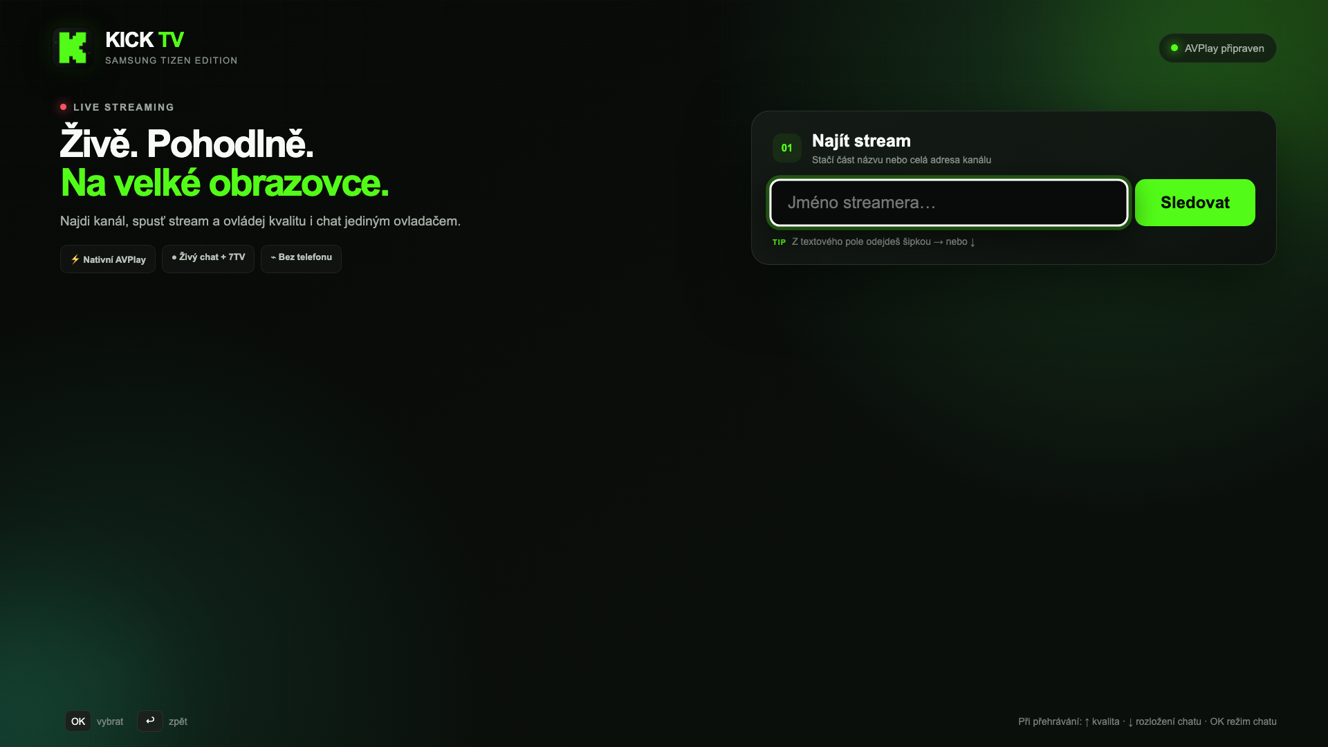 Vyhledávání streamerů v Kick TV